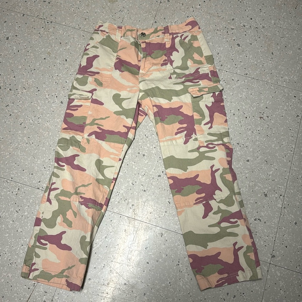 Pastel colored camo cargo pants